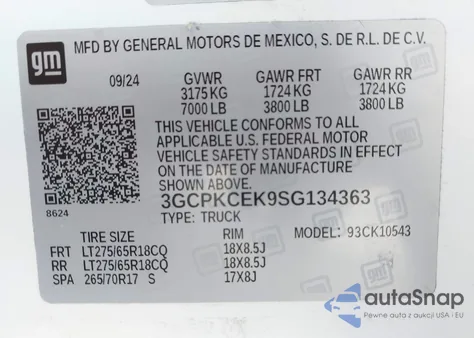 2025 Chevrolet Silverado 1500 4Wd Short Bed Custom Trail Boss from USA, damaged, VIN 3GCPKCEK9SG134363